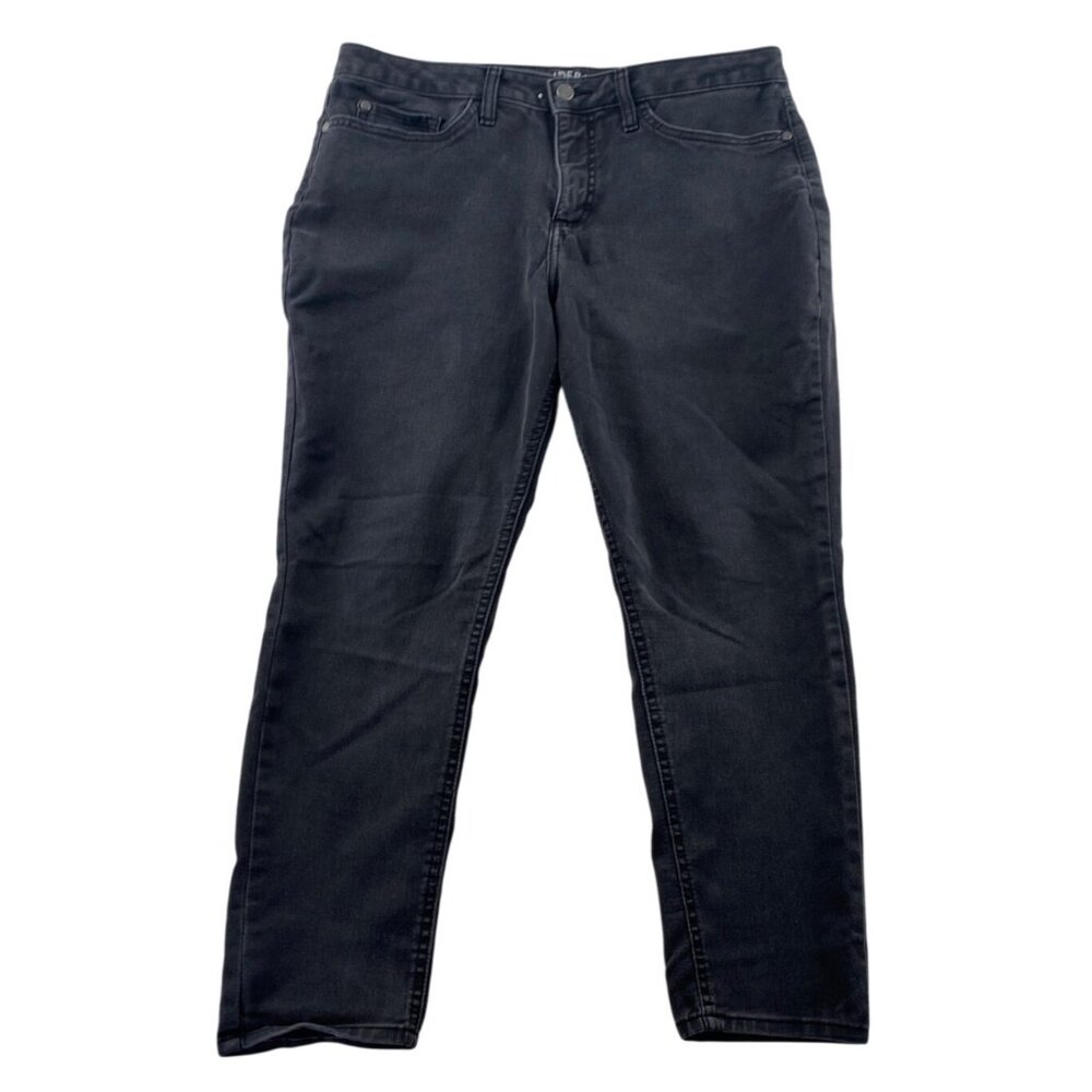 Riders By Lee Womens Jeans Size 16P Black Denim Midrise Skinny Stretch Ankle
